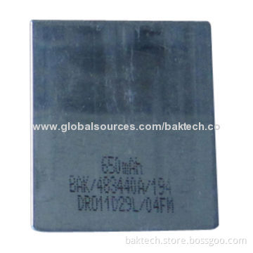 Lithium-ion rechargeable cell, rectangle type, 3.7V 650mAh UL1642 approval